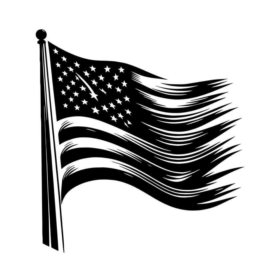 Black and White Illustration of the USA Flag 43622205 Vector Art at