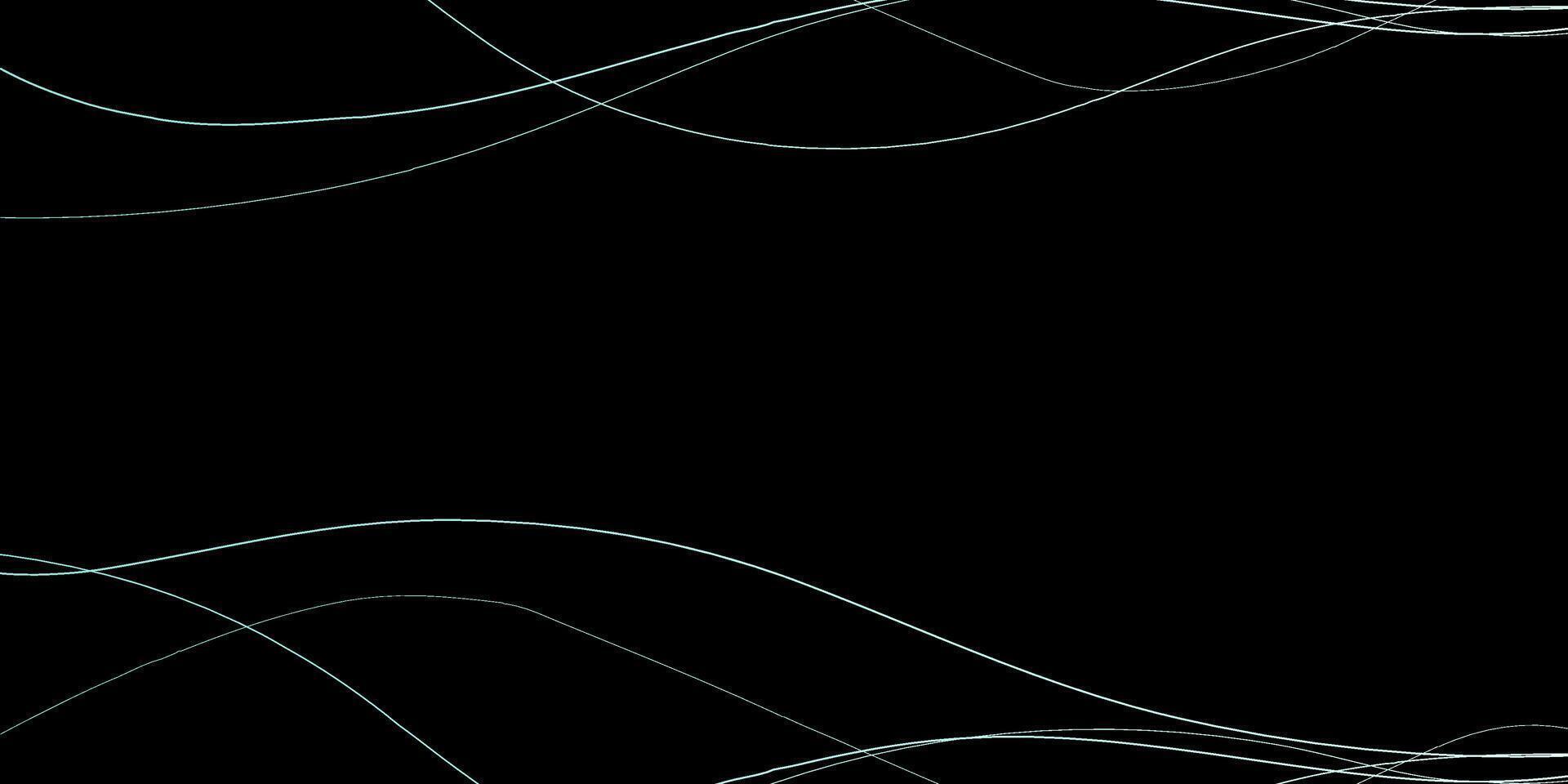 Abstract wavy dynamic blue green violet light lines curve banner on black background in concept technology, neural network, neurology, science, music, neon light vector