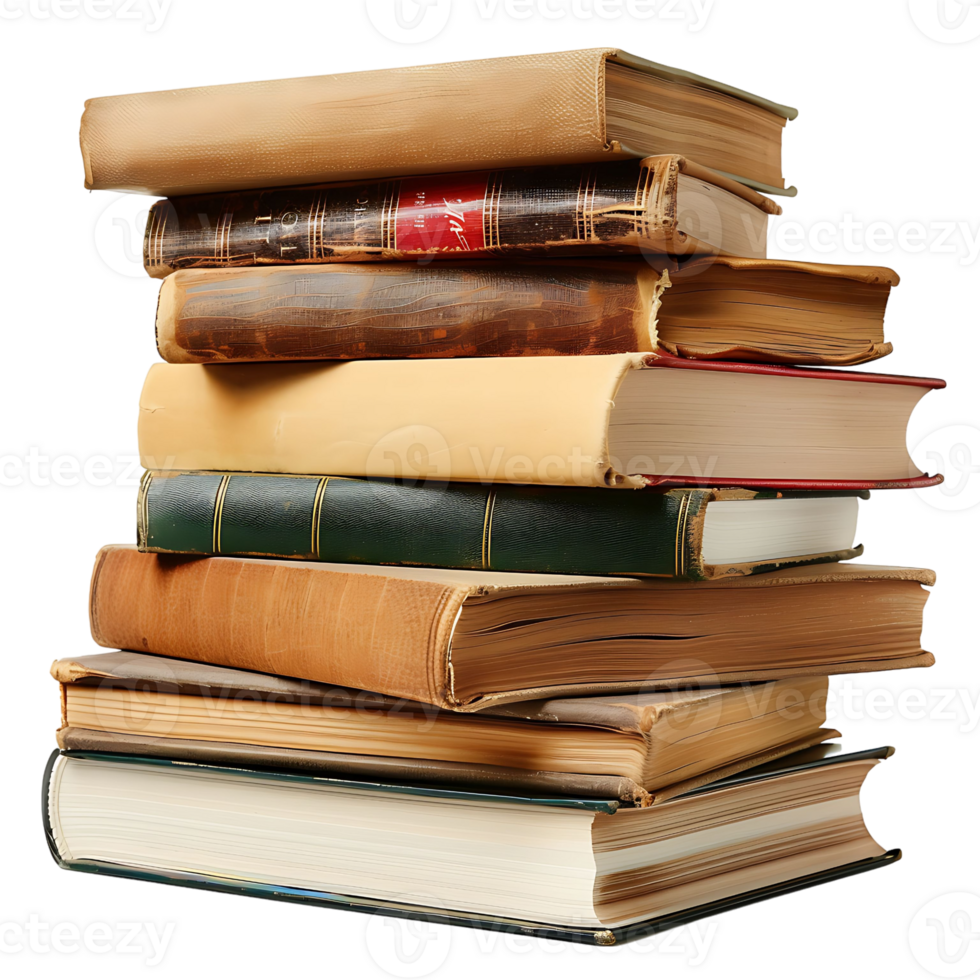 Stack of books on isolated background png
