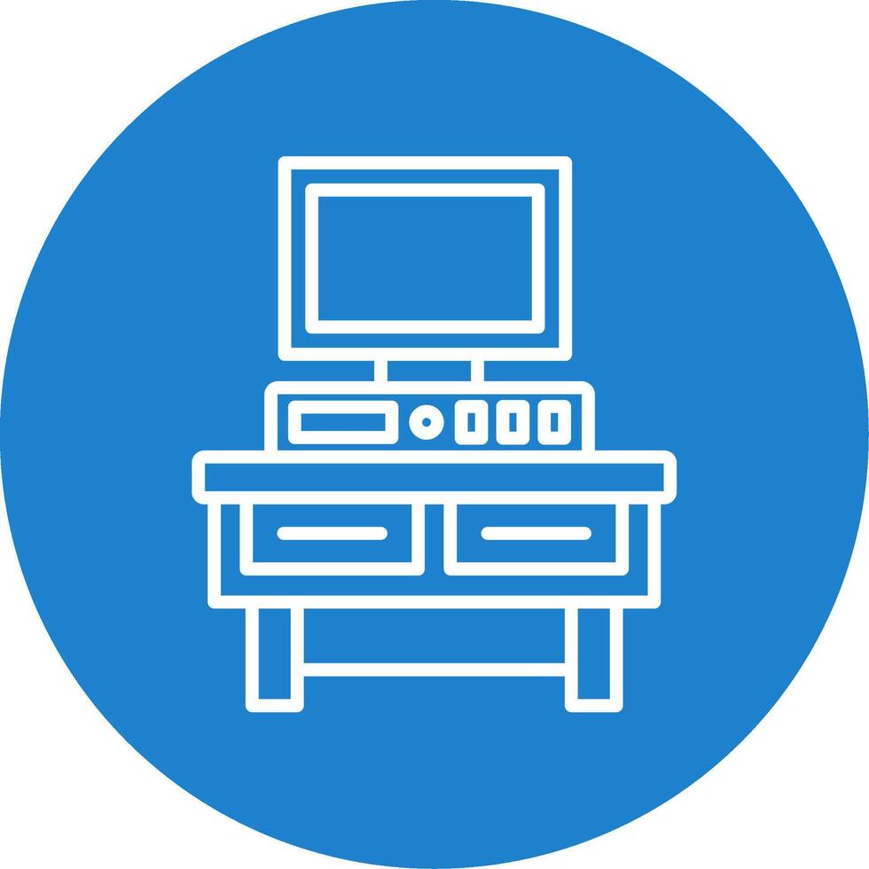 Computer Desk Multi Color Circle Icon vector