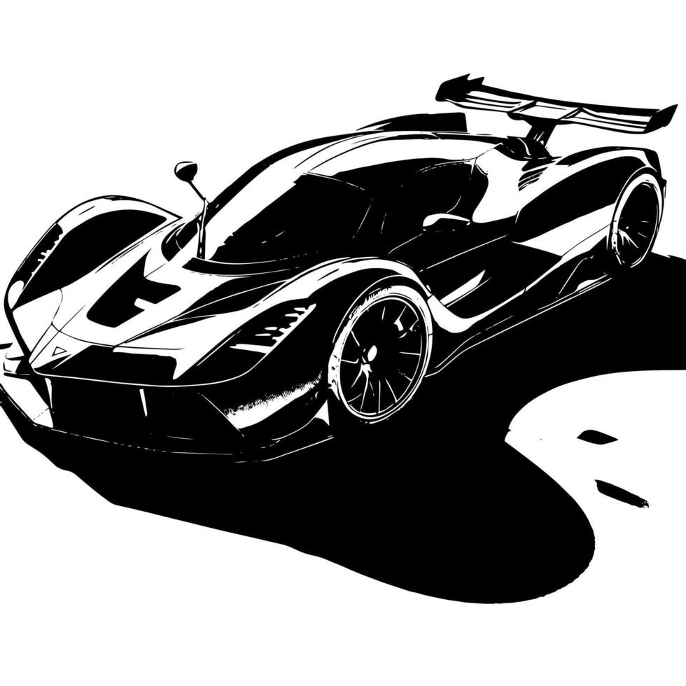 black and white illustration of a Hypercar Sports Car vector