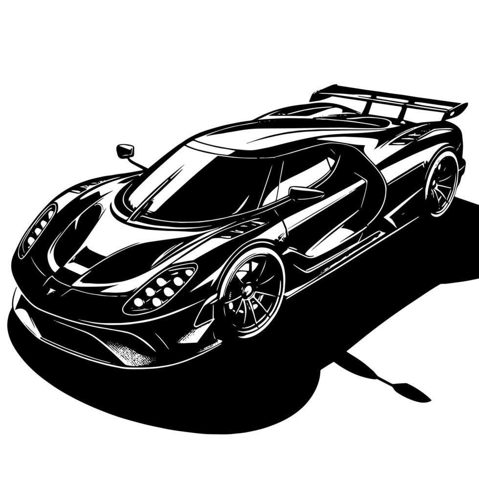 black and white illustration of a Hypercar Sports Car vector