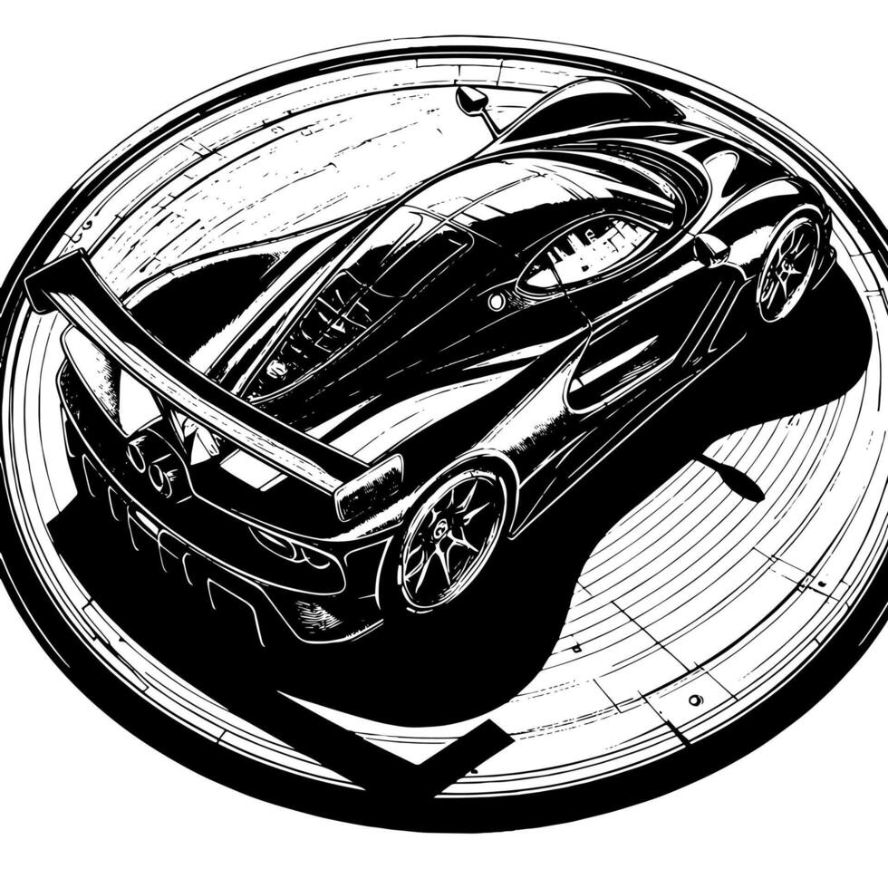 black and white illustration of a Hypercar Sports Car vector