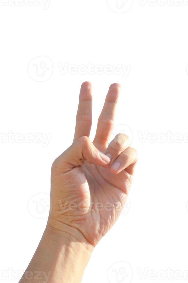 hand sign on white background photo