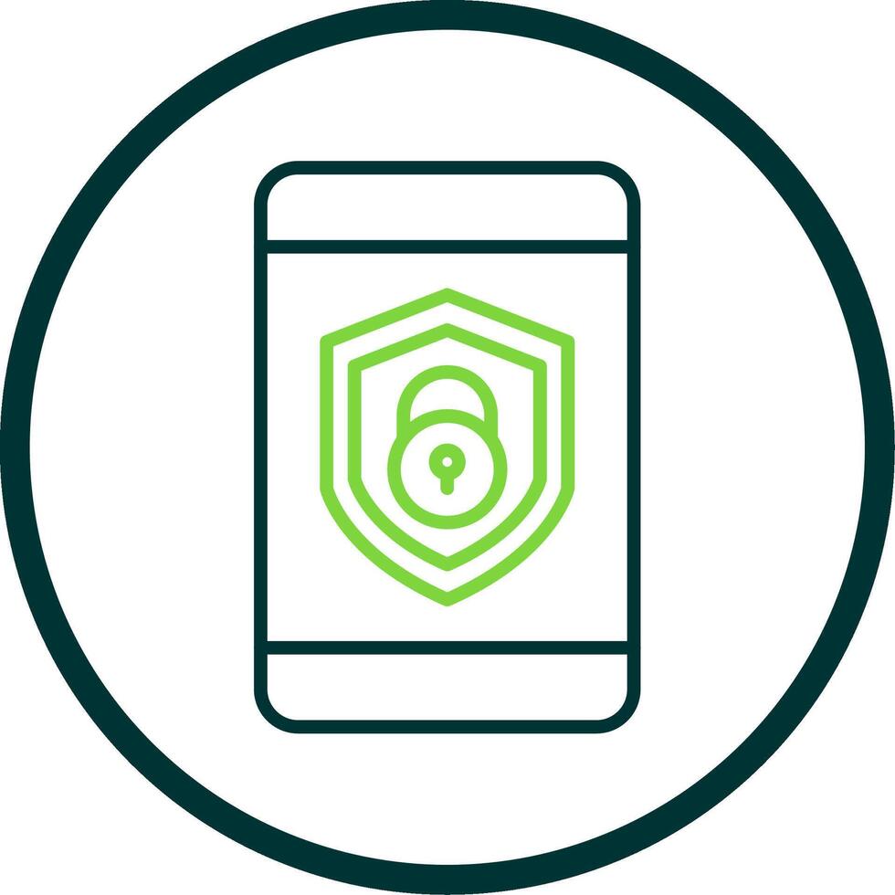 Security mobile Lock Line Circle Icon Design vector