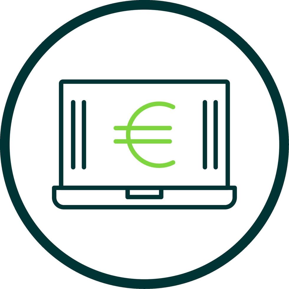 euro ordenador portátil línea circulo icono diseño vector