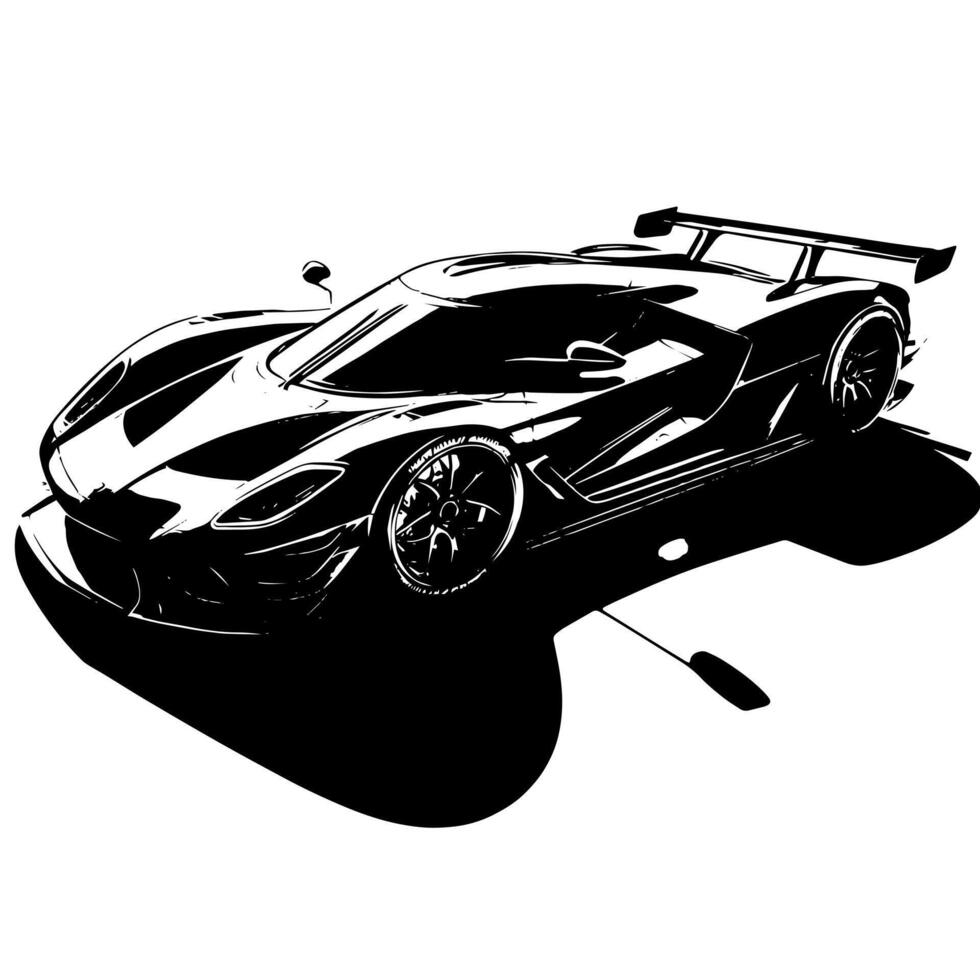 black and white illustration of a Hypercar Sports Car vector