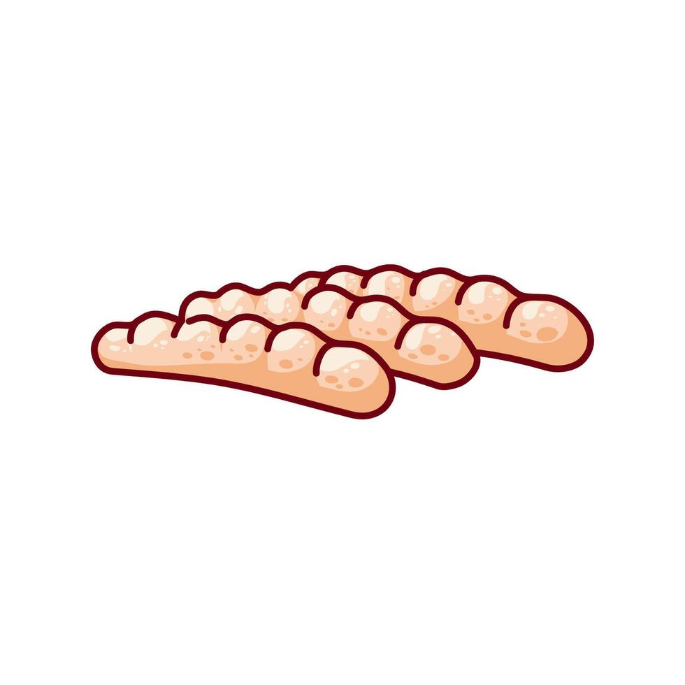 Baguette Cartoon in Hand Drawn Illustration vector