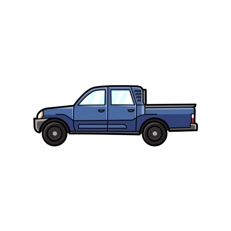 Navy Car Pickup Cartoon in Hand Drawn Illustration vector