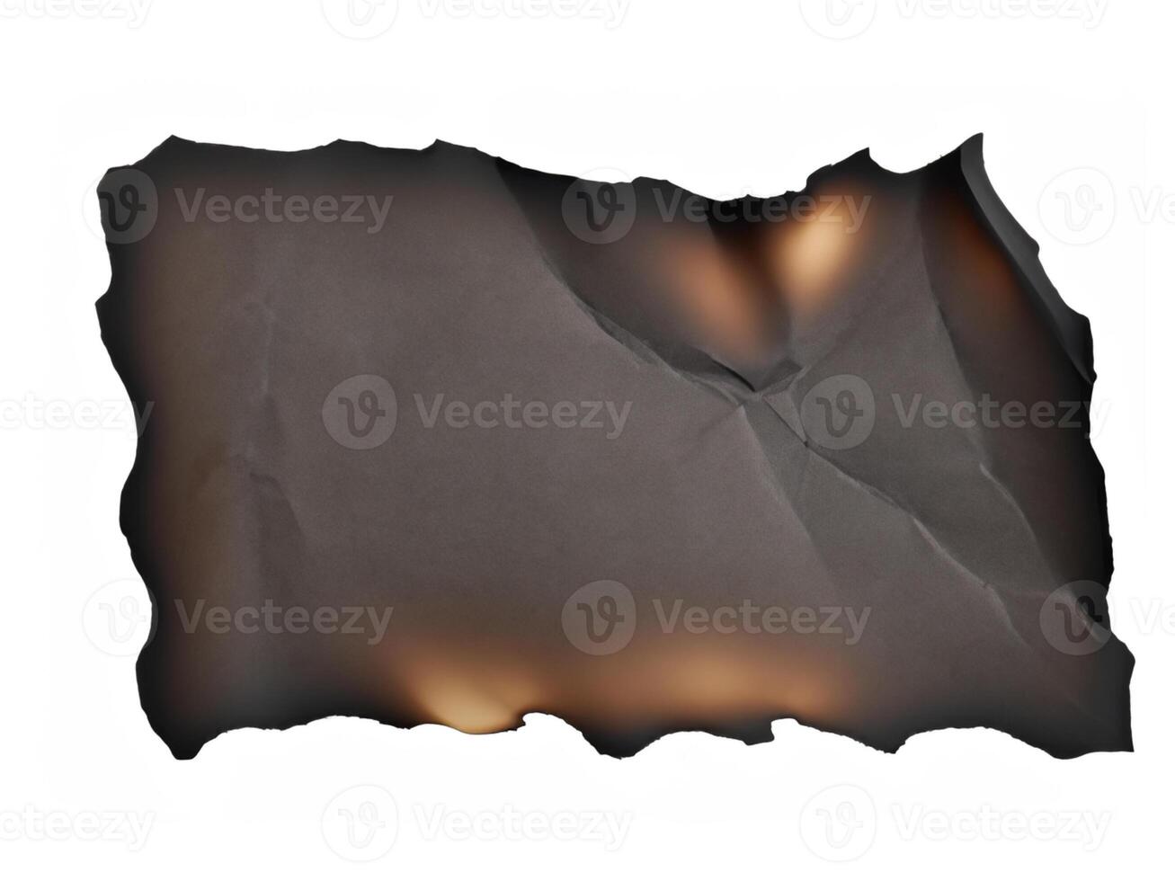 burnt paper isolated on a white background photo