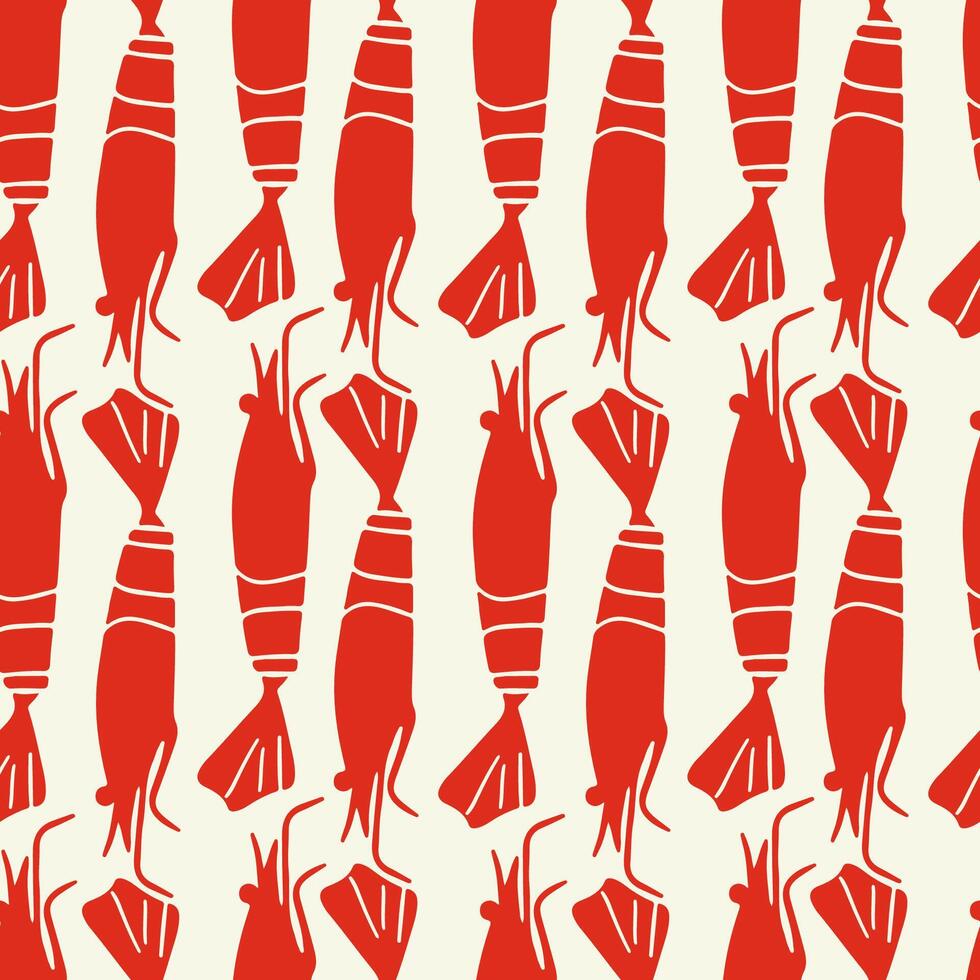 Seafood shrimp pattern. Food background. vector