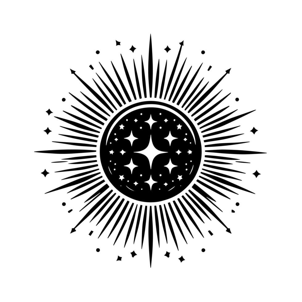 Black and White Illustration of the sun vector