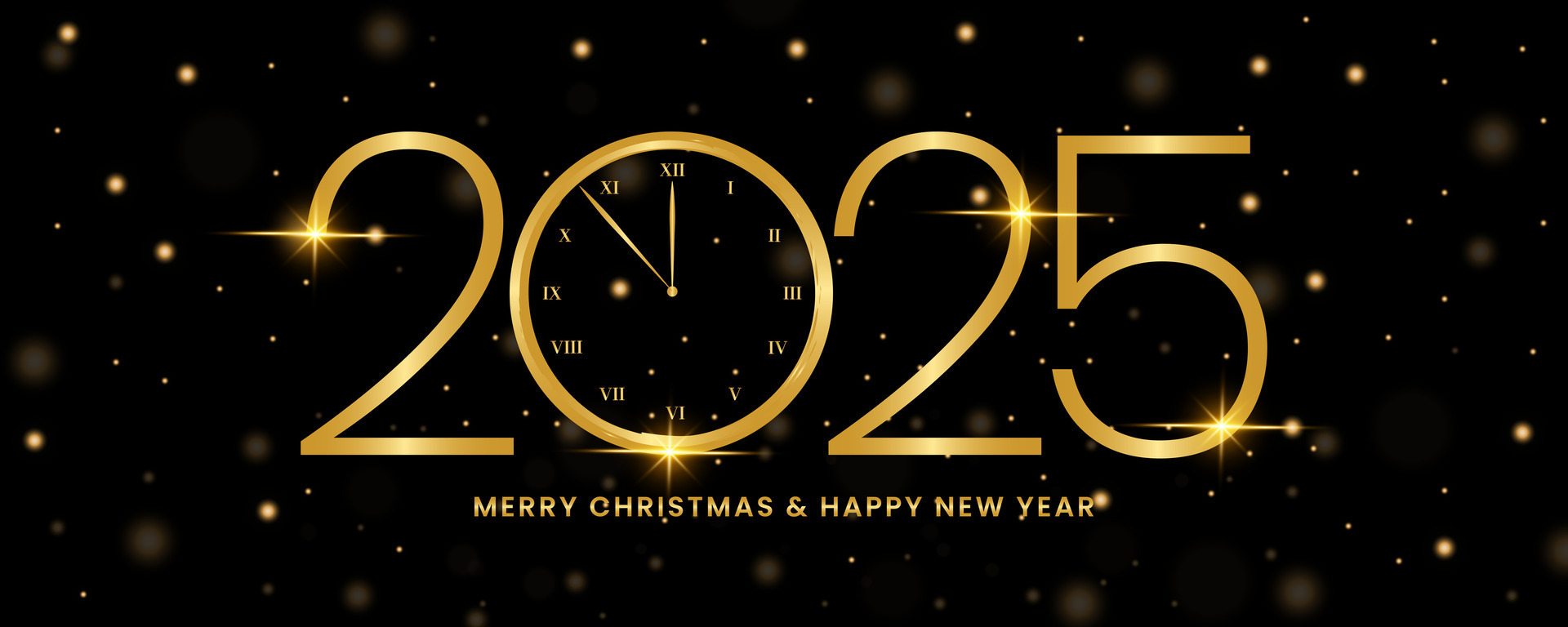New Year and Christmas 2025 banner with countdown clock to New Year 2025. Can use for, landing