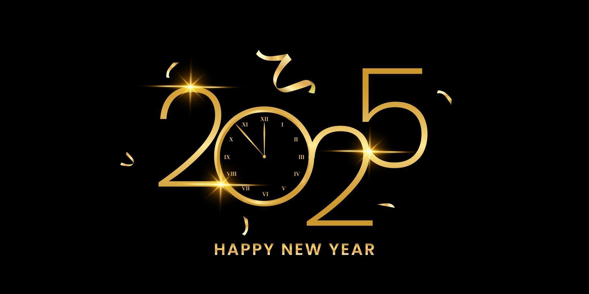 Happy new year 2025 with countdown clock to New Year 2025 celebration ideas for greeting card banners and post templates. vector