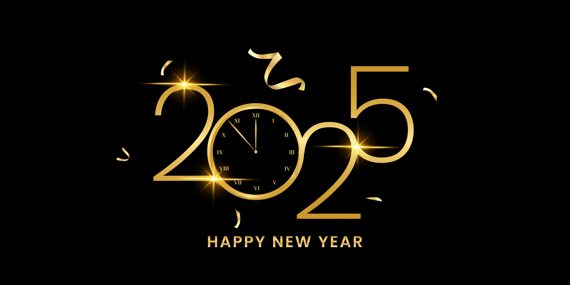 Happy new year 2025 with countdown clock to New Year 2025 celebration