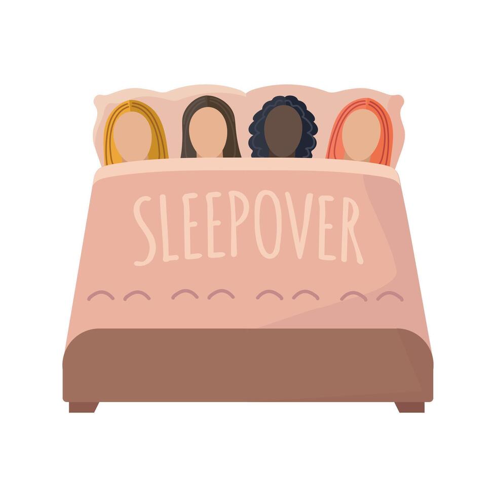 Multicultural women on Sleepover party isolated illustration vector