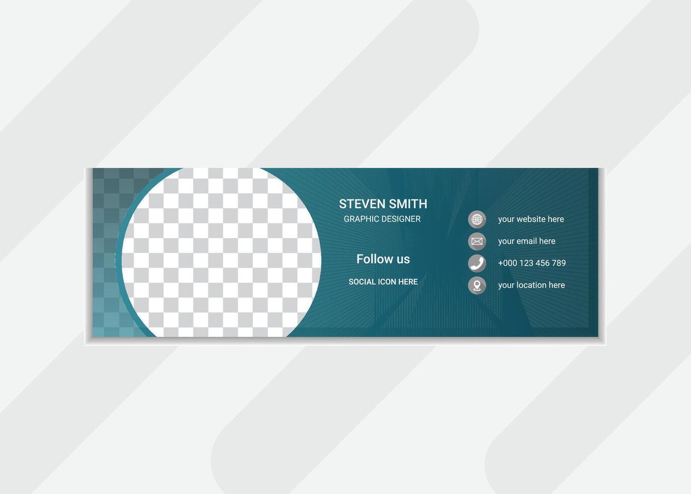 Premium email signature design with simple background color and geometric shape combinations vector