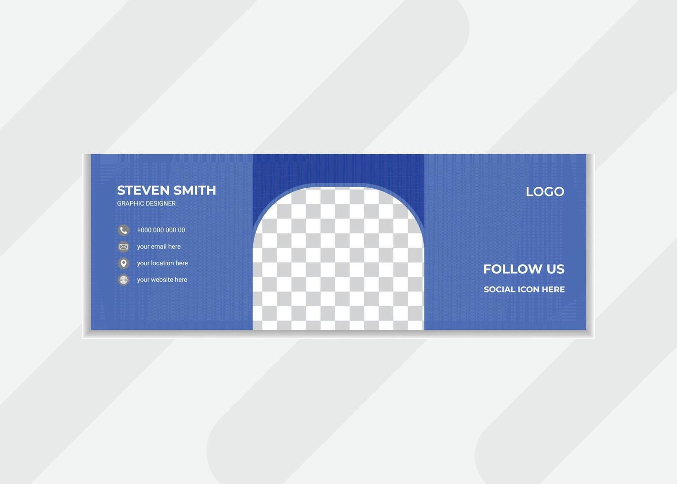 Premium email signature design with simple background color and geometric shape combinations vector