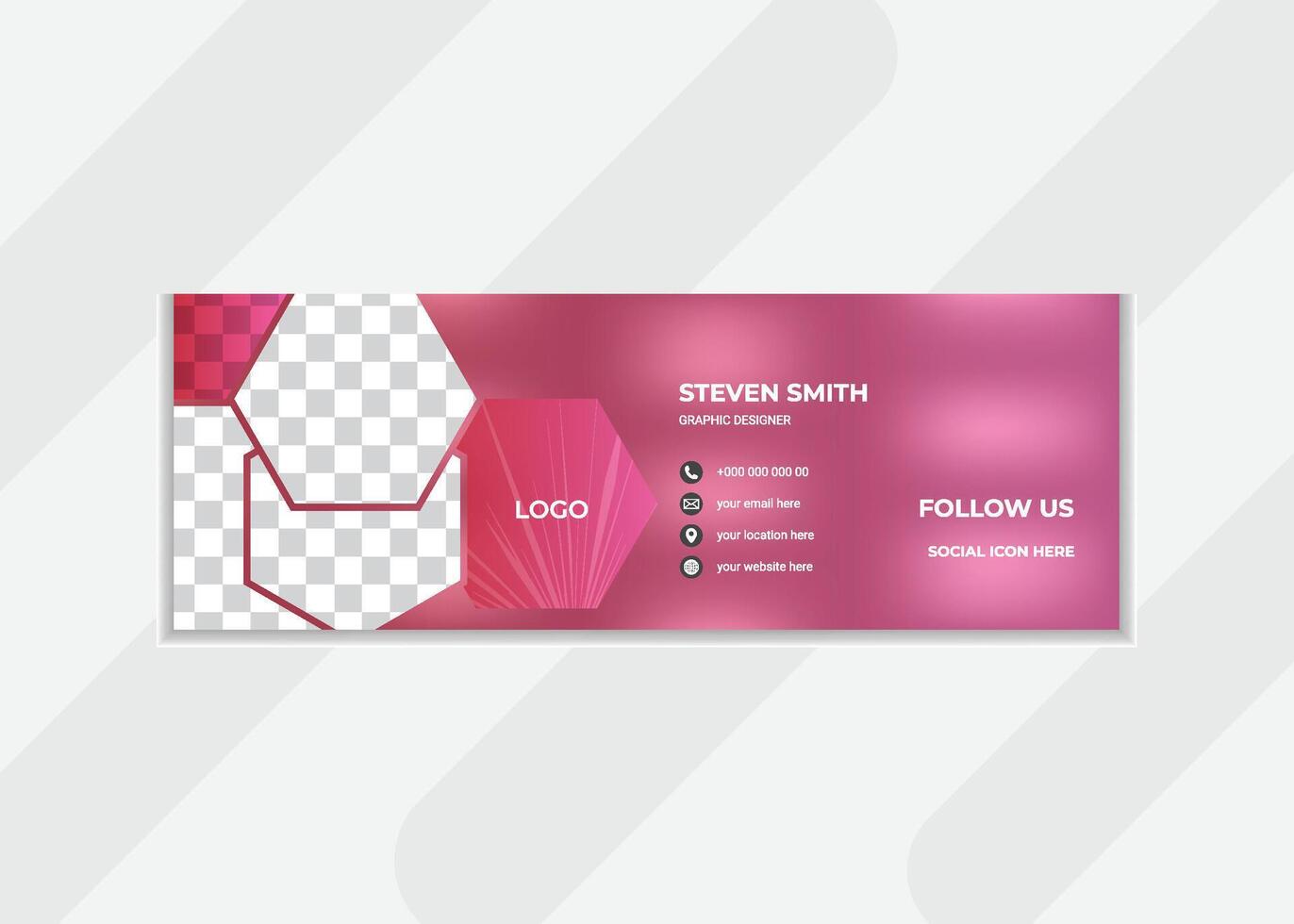 Premium email signature design with simple background color and geometric shape combinations vector