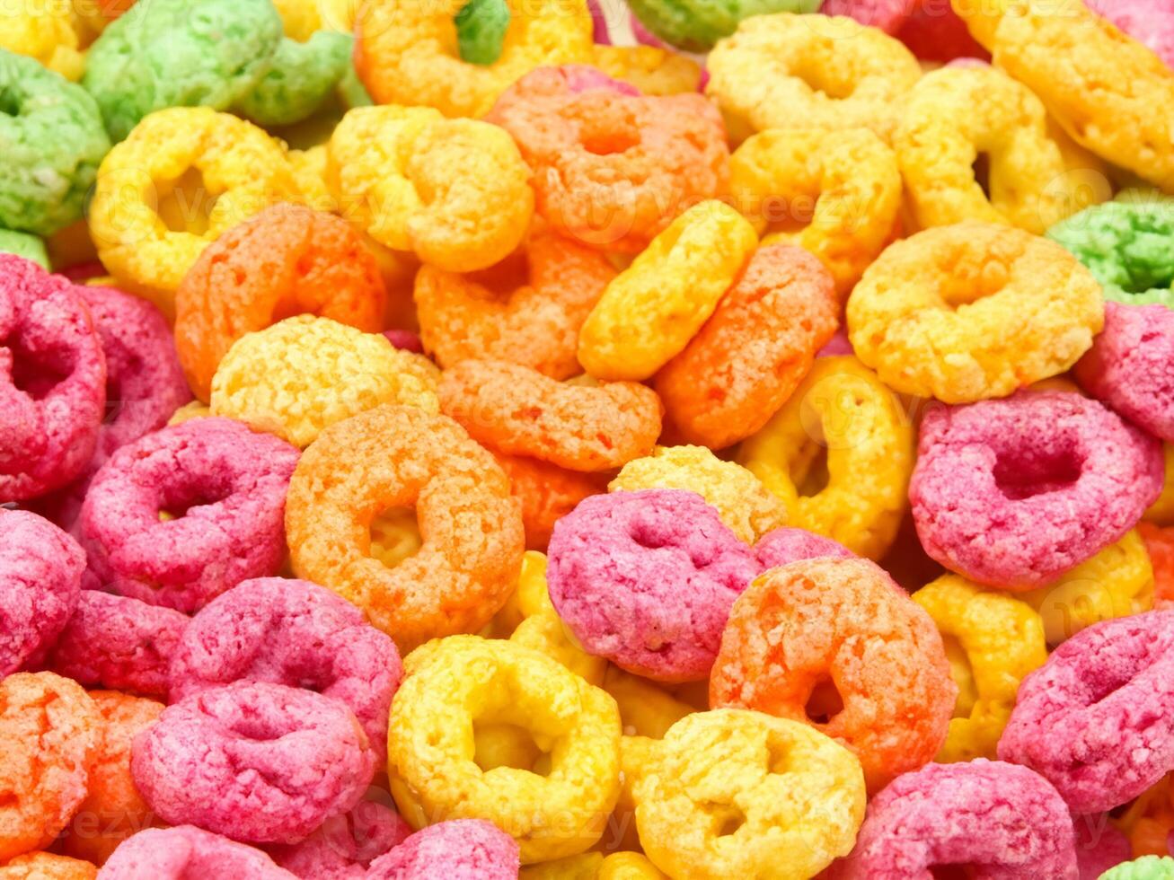 colorful cereal rings as a background photo