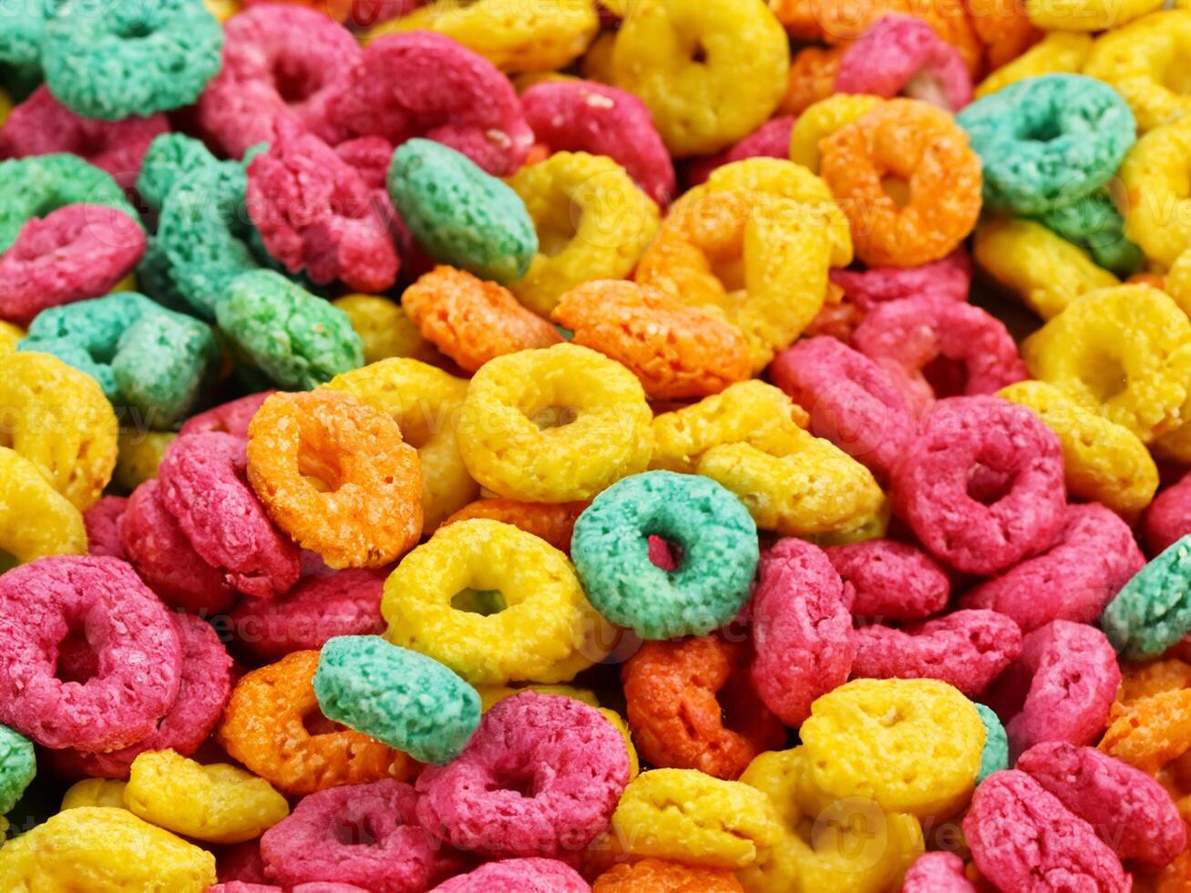 colorful cereal rings as a background photo
