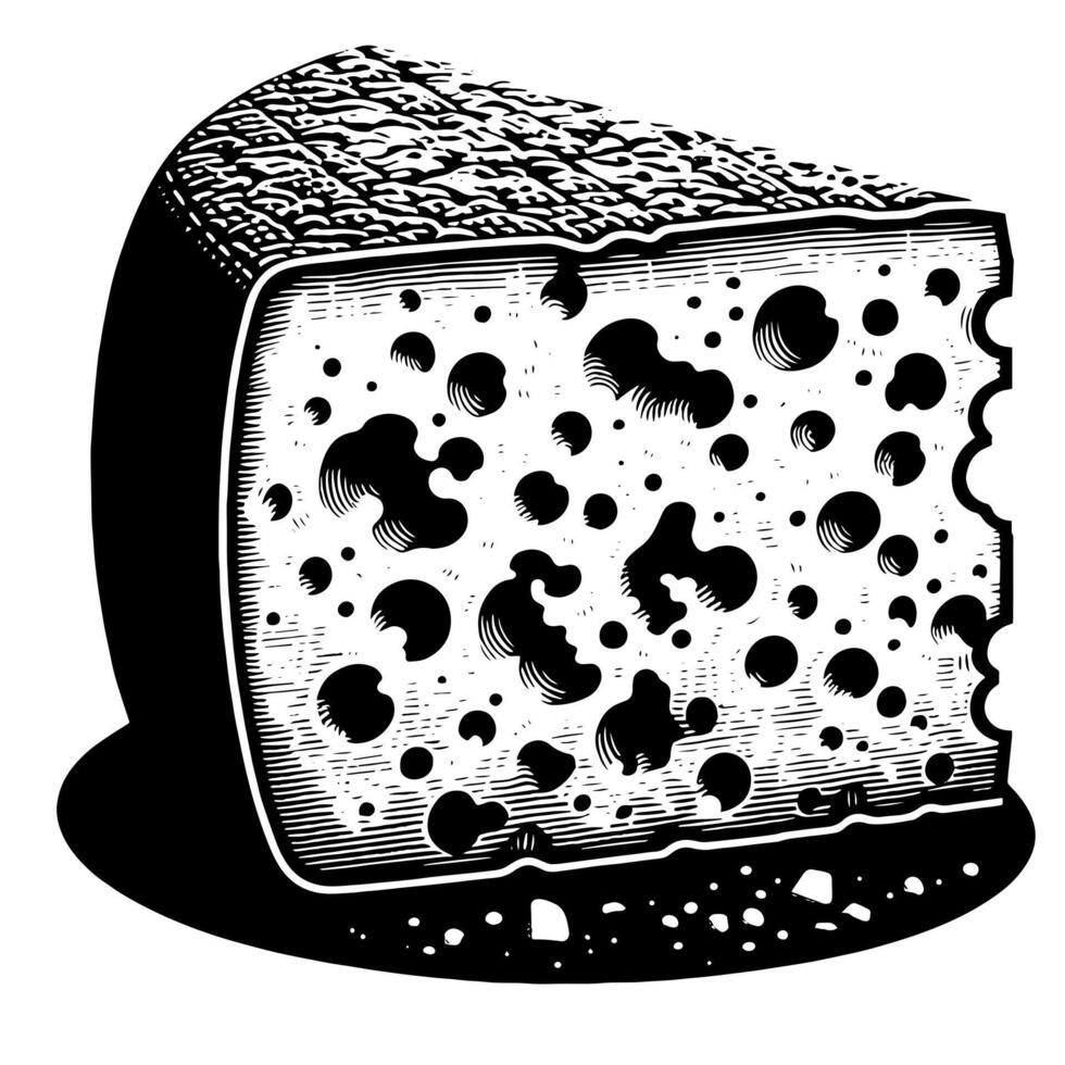 Black and White Illustration of a traditional Swiss Cheese vector