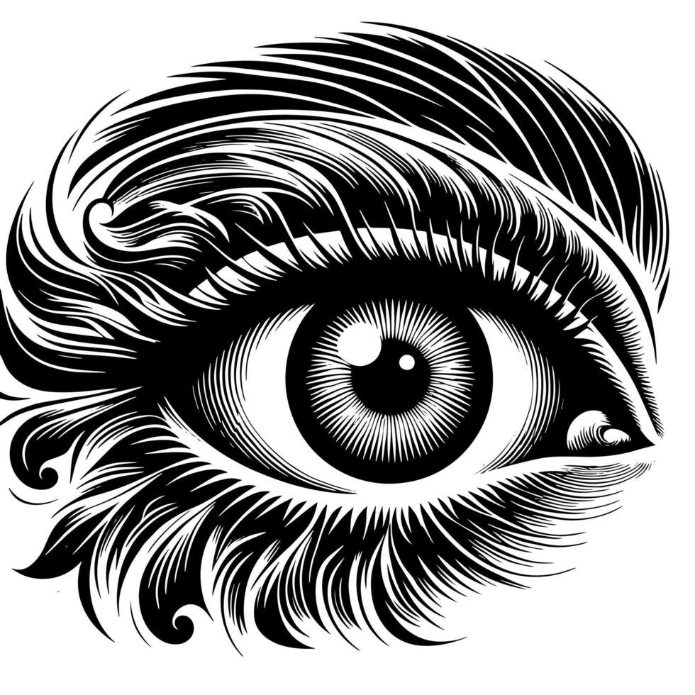 negro y blanco ilustración de el humano ojo iris vector