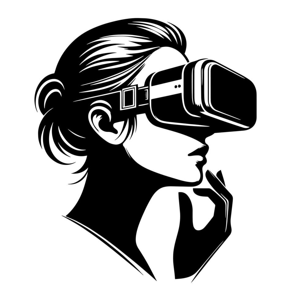 Black and White Illustration of VR Glasses Headset vector