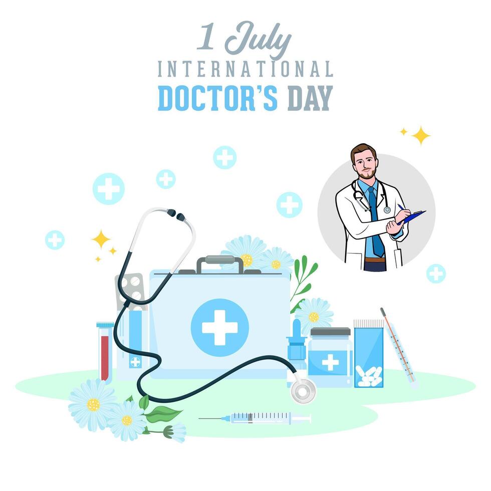 banner of National Doctors Day. vector