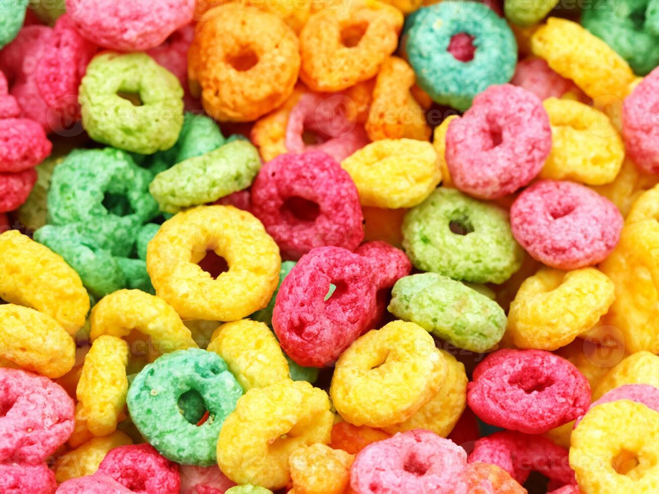 colorful cereal rings as a background photo