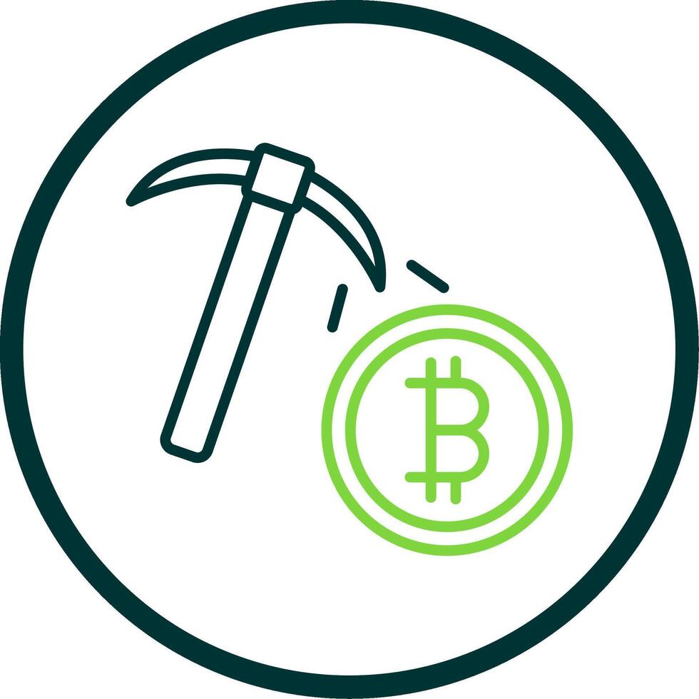 Bitcoin Mining Line Circle Icon Design vector