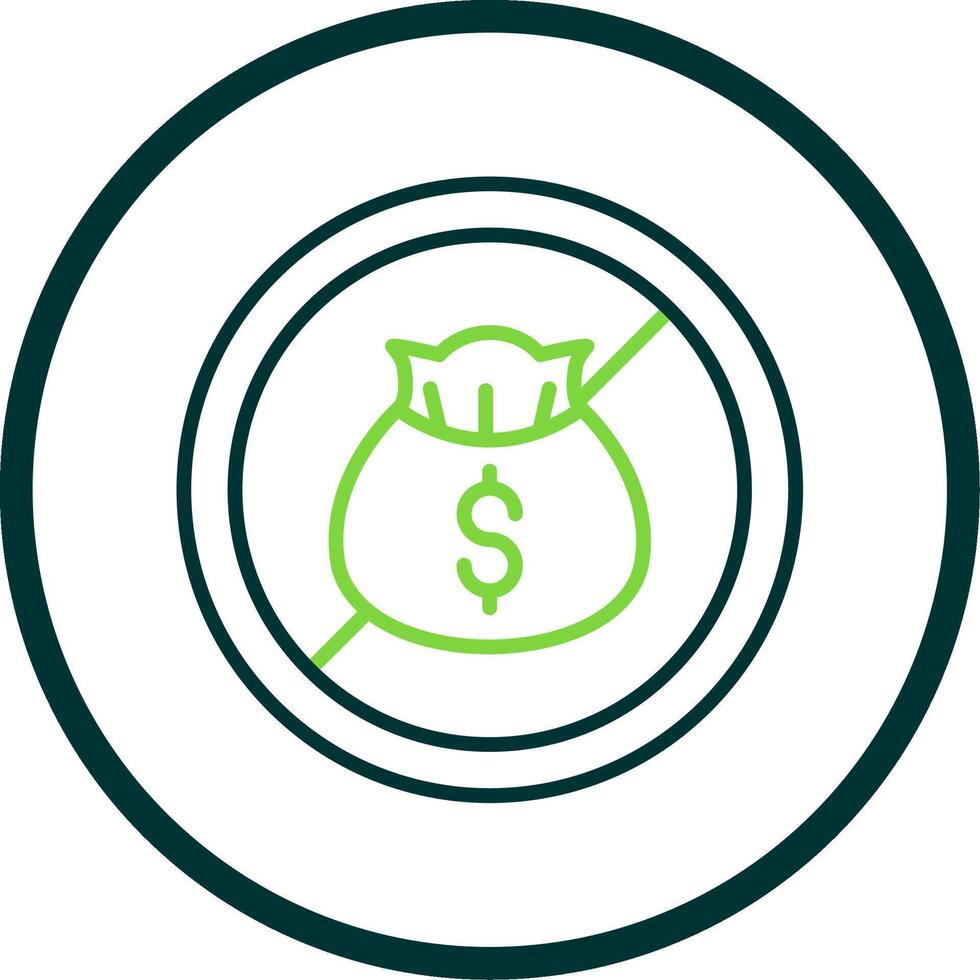 No Money Line Circle Icon Design vector