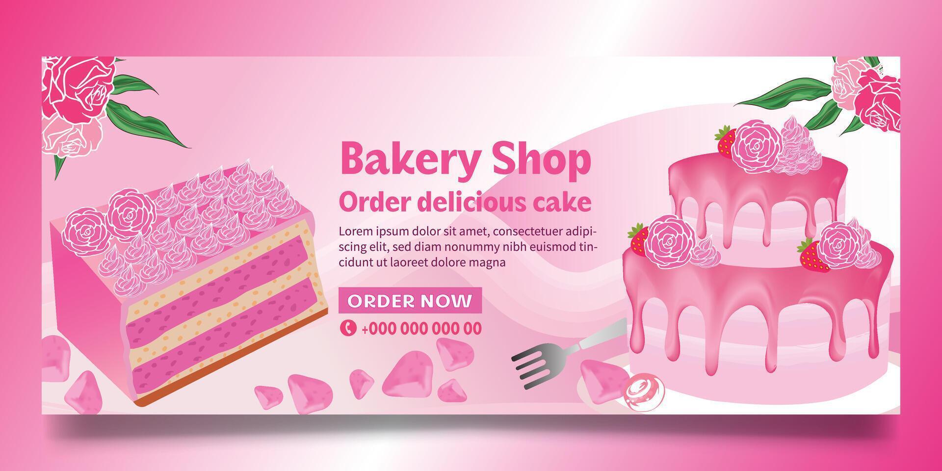 Cake banner design vector