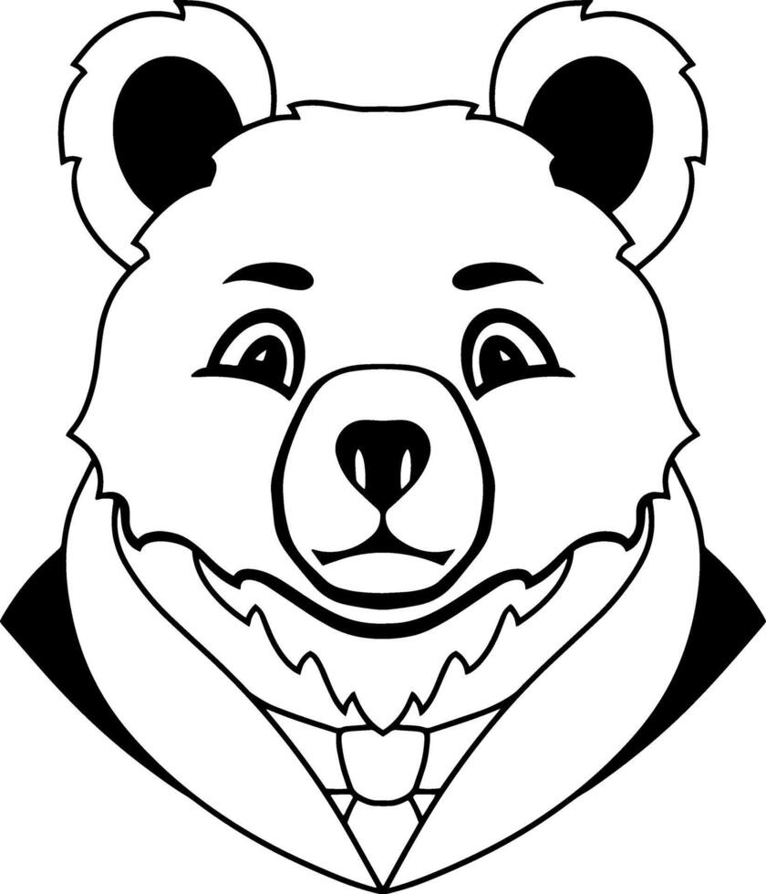 Cartoon bear clipart Animal logo Coloring page book vector