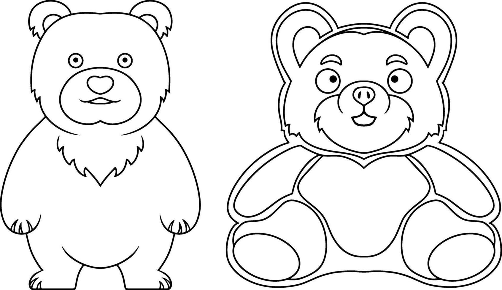 Cartoon bear clipart Animal logo Coloring page book vector