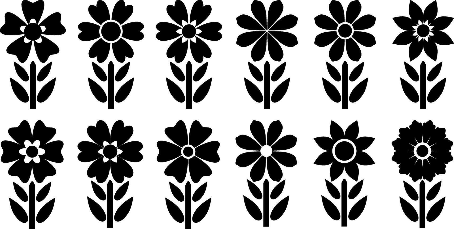 Stencil flower icon Cartoon clipart vector