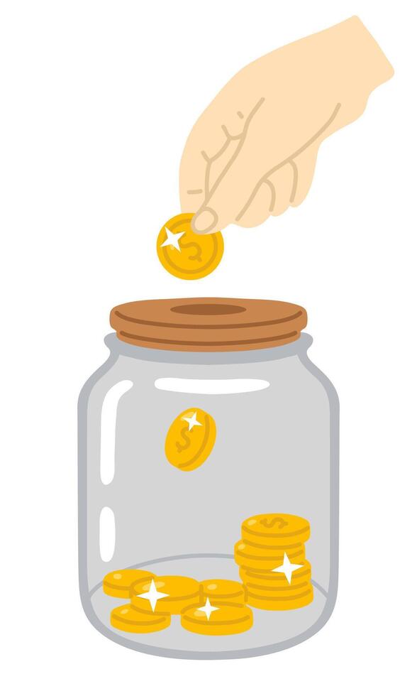 jar with coins vector