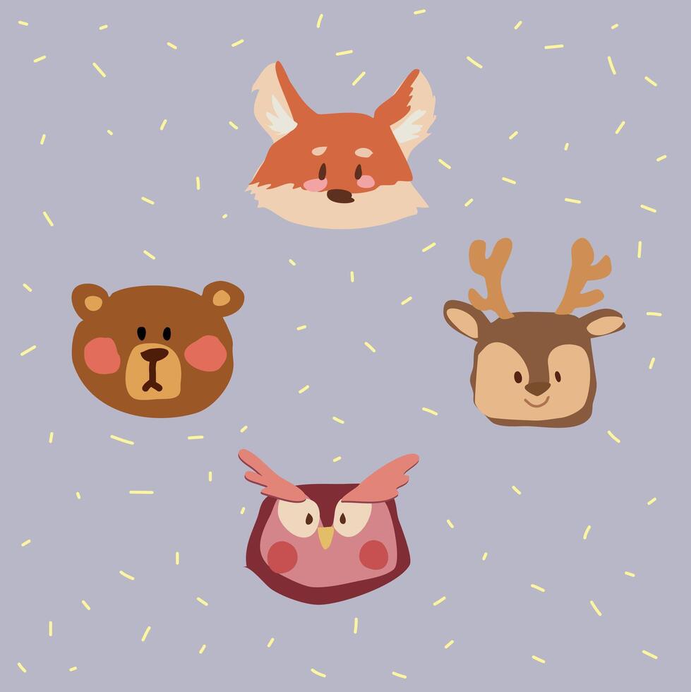Cute Cartoon Animals Faces vector