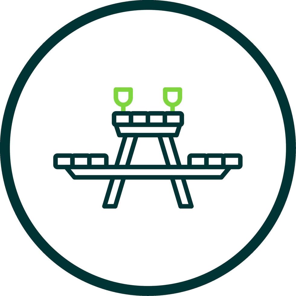 Picnic Table Line Circle Icon Design vector