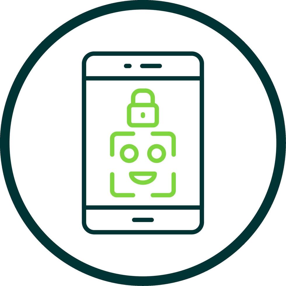 Facial Recognition Line Circle Icon Design vector