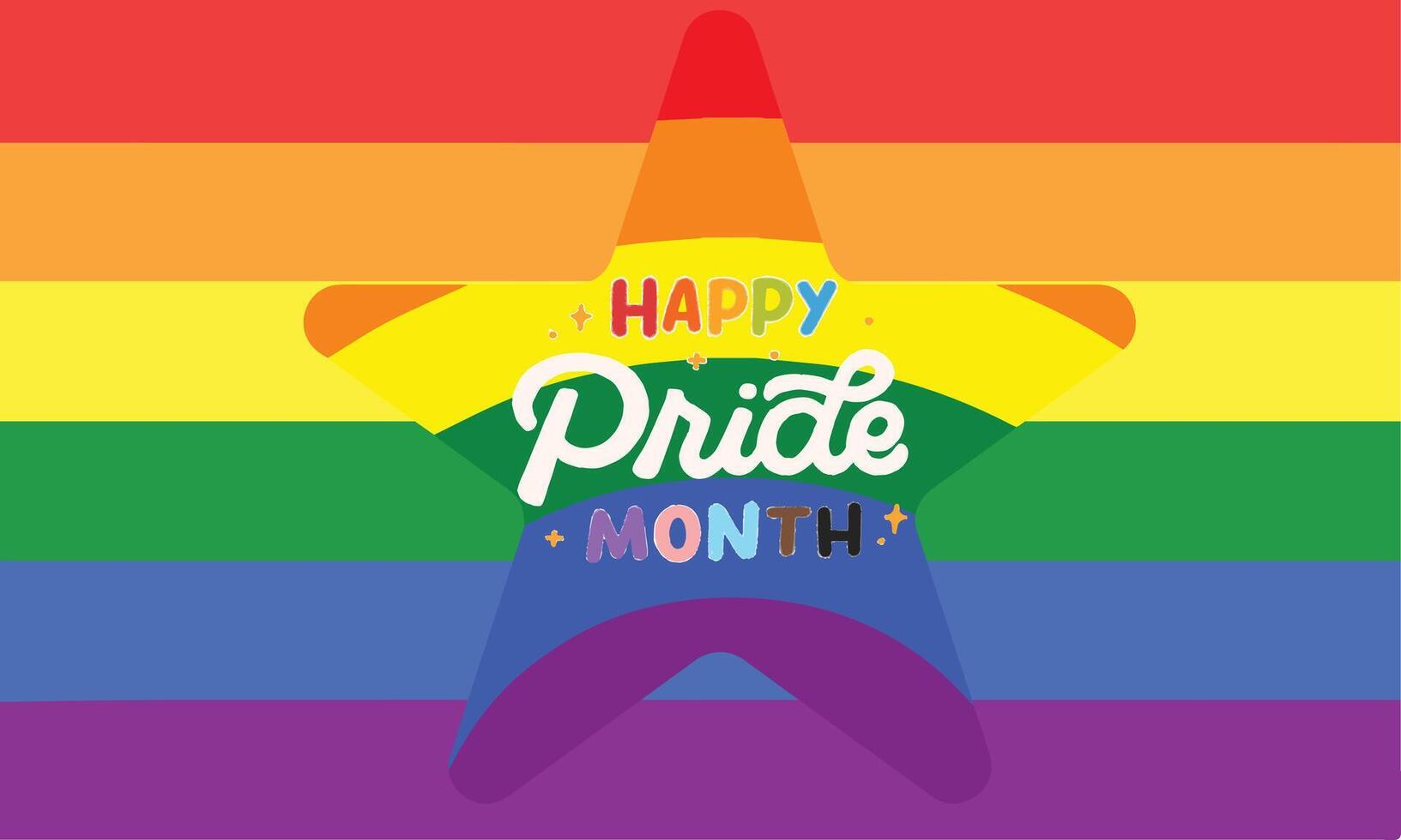 Happy Pride Month with white color text in the center. illustration concept. Freedom. Rainbow Flag and Gradient Background. vector