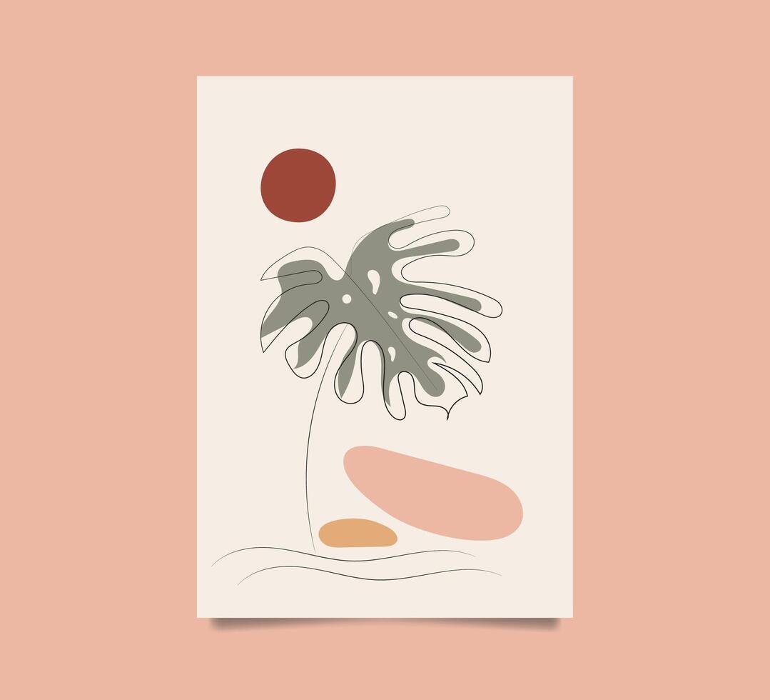 Hand drawn abstract boho wall art minimalist covers set vector