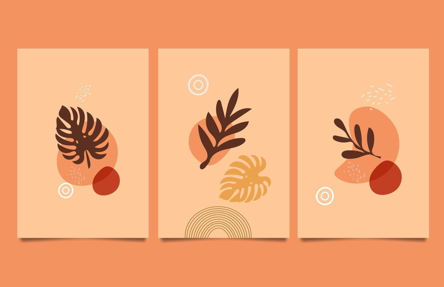 Hand drawn abstract boho wall art minimalist covers set vector