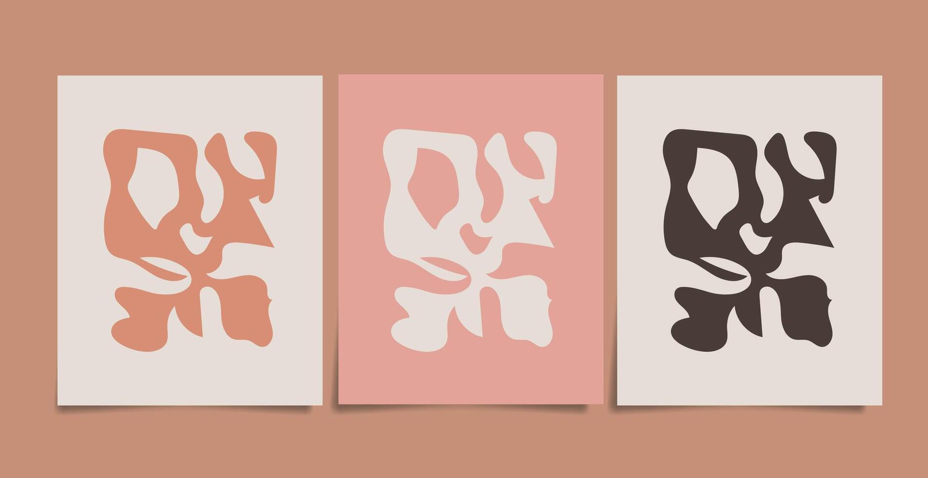Hand drawn abstract boho wall art minimalist covers set vector