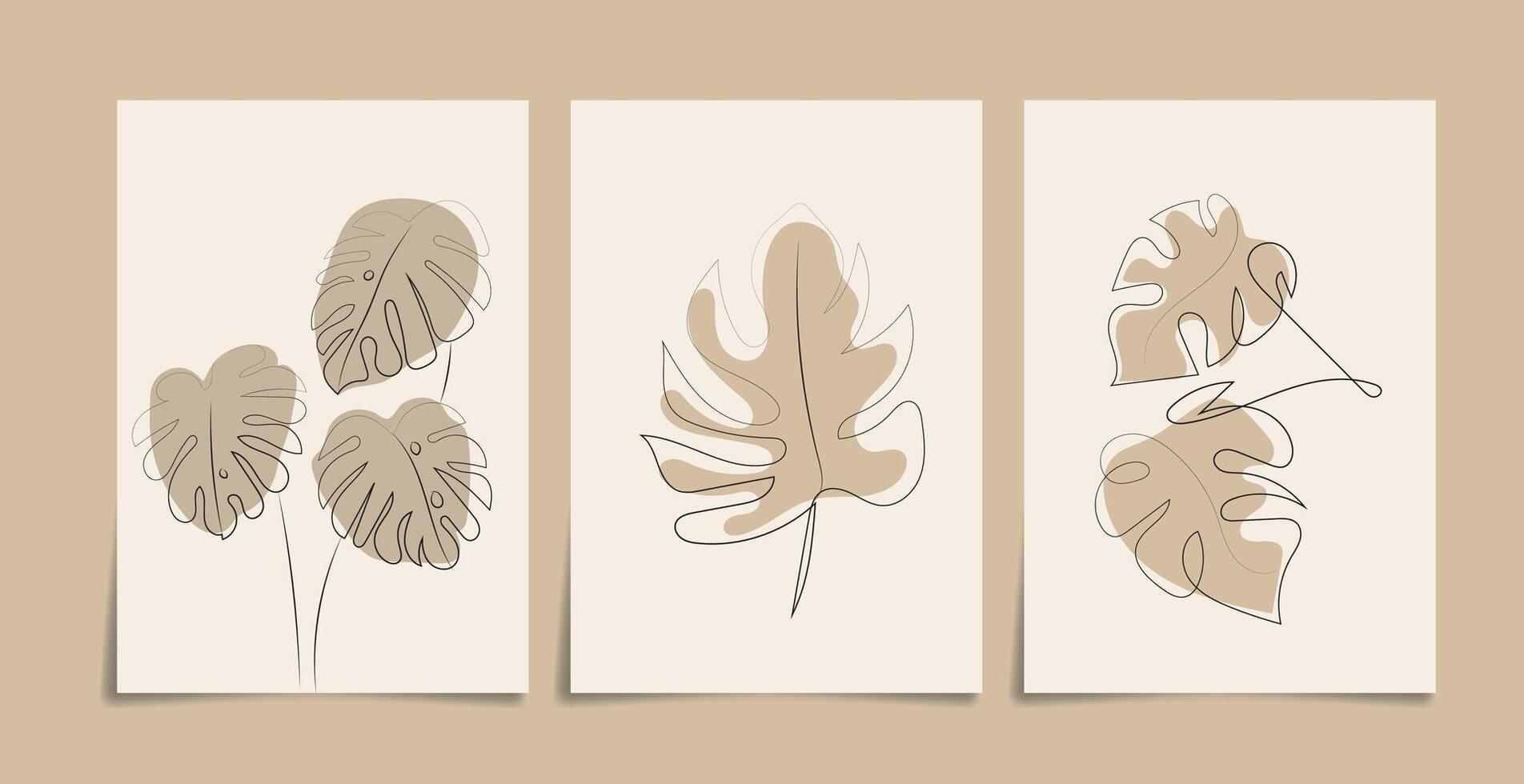 Hand drawn abstract boho wall art minimalist covers set vector