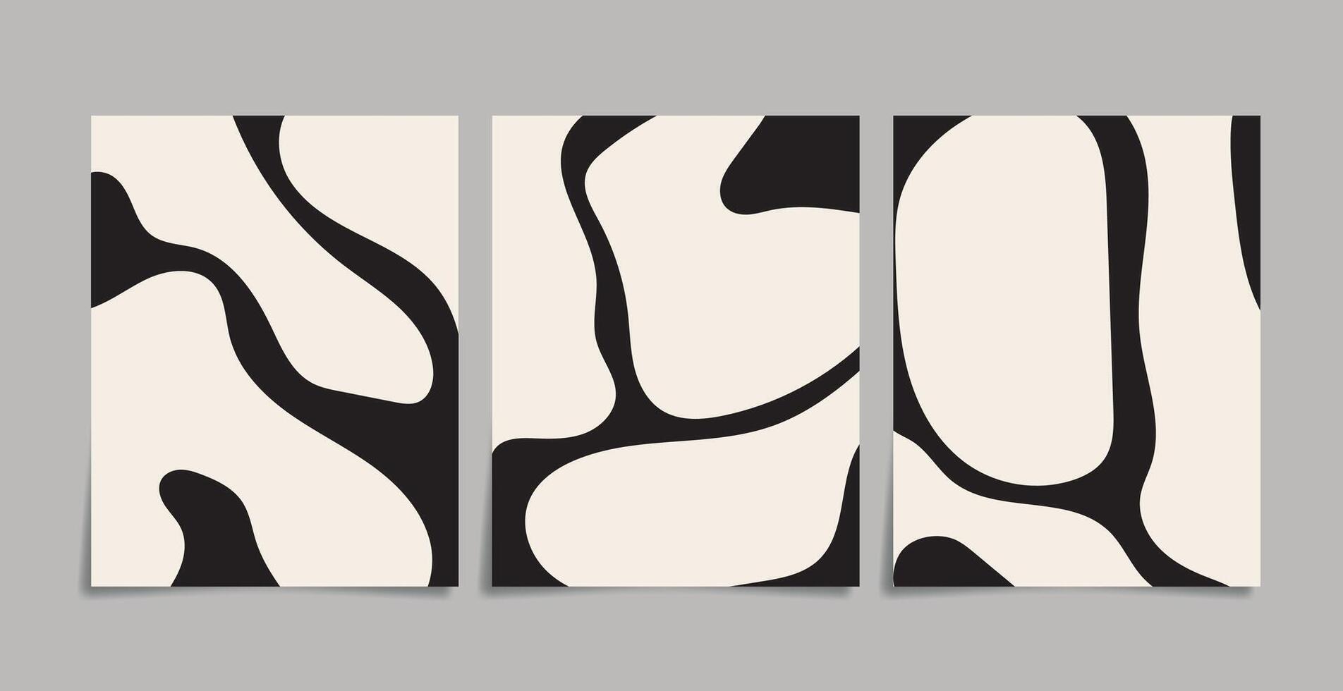 Hand drawn abstract boho wall art minimalist covers set vector