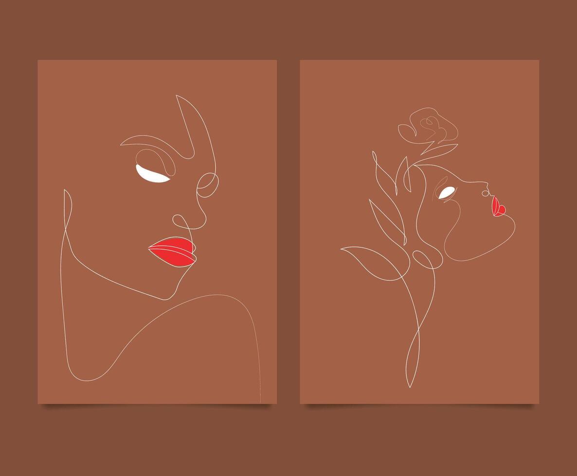Hand drawn abstract boho wall art minimalist covers set vector