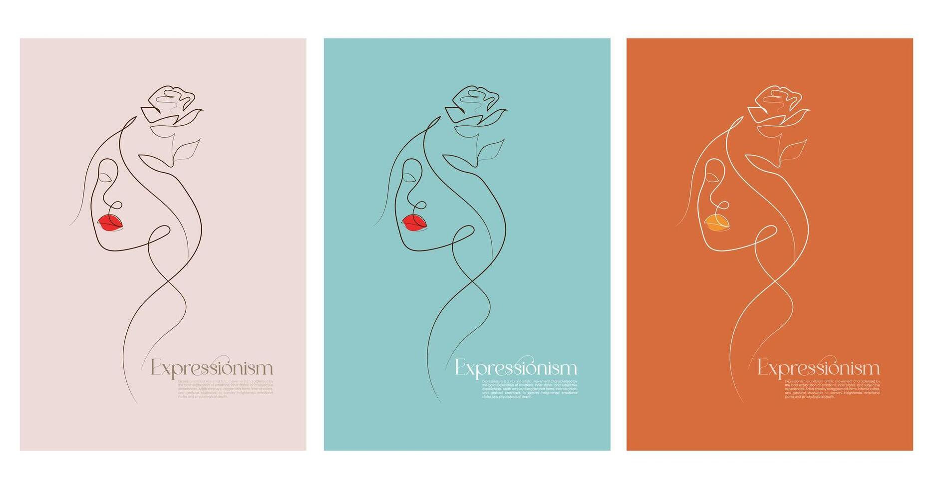 Hand drawn abstract boho wall art minimalist covers set vector