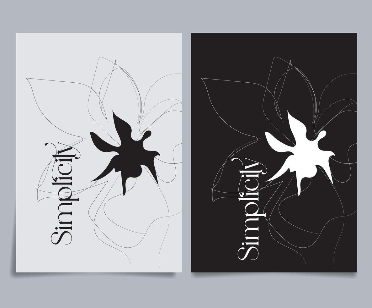 Hand drawn abstract boho wall art minimalist covers set vector