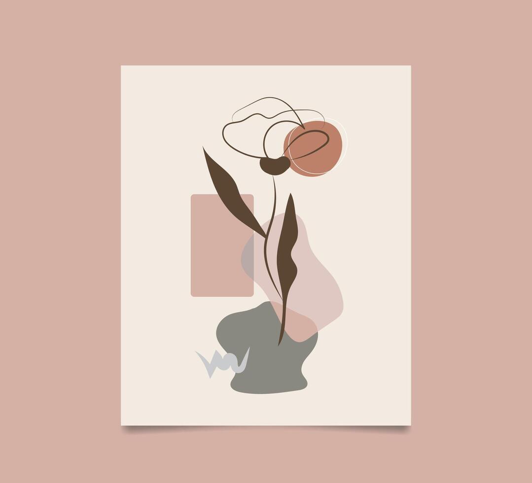 Hand drawn abstract boho wall art minimalist covers set vector